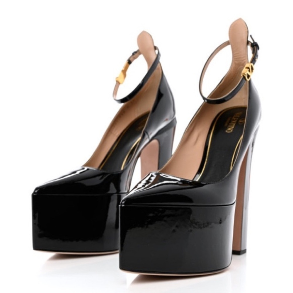 Valentino Glossy Black Platform Pumps